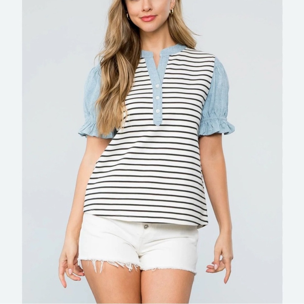 THML Blue and White Striped Top